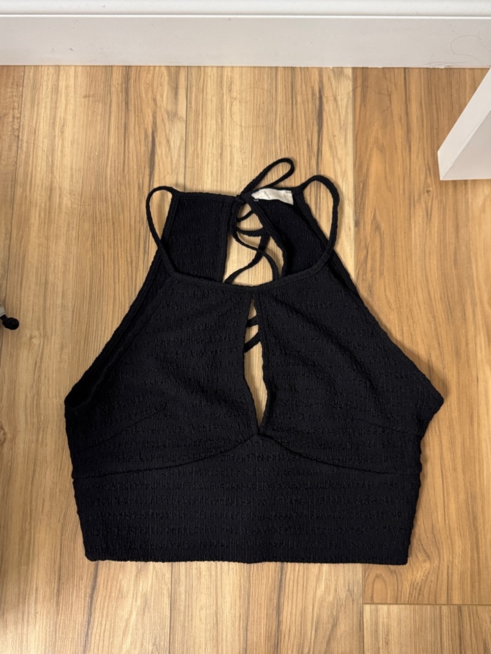 Altar’d State black Textured Halter Crop Top